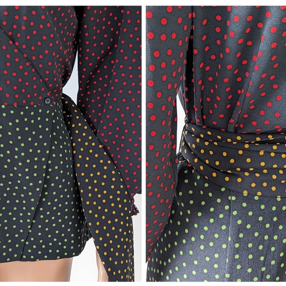 Zara polka dot multi color wrap top with tie crepe - Picture 7 of 11